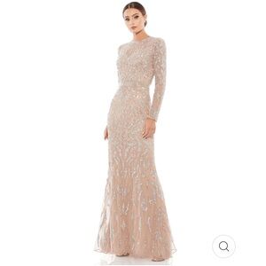 MAC DUGGAL - BEADED LONG SLEEVE EVENING GOWN - MOCHA - NWT - Size 10 - 5124